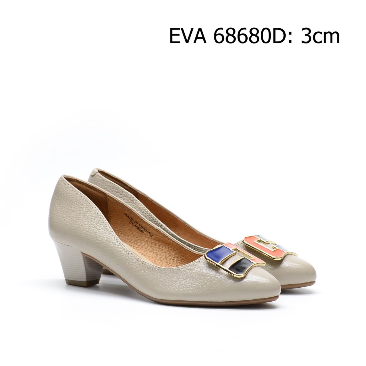 Giày công sở da bò EVA68680D phối nơ hai màu cực chất